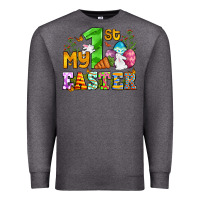 Charcoal Heather Easter Day My first Easter with eggs and rabbits Premium Sweatshirt - OliviaCreatesArt