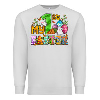 Dove Grey Easter Day My first Easter with eggs and rabbits Premium Sweatshirt - OliviaCreatesArt