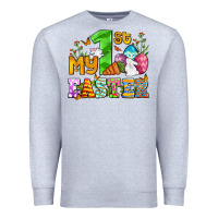 Heather Grey Easter Day My first Easter with eggs and rabbits Premium Sweatshirt - OliviaCreatesArt