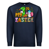 Navy Easter Day My first Easter with eggs and rabbits Premium Sweatshirt - OliviaCreatesArt