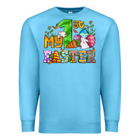Ocean Blue Easter Day My first Easter with eggs and rabbits Premium Sweatshirt - OliviaCreatesArt