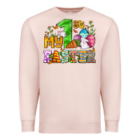 Pale Pink Easter Day My first Easter with eggs and rabbits Premium Sweatshirt - OliviaCreatesArt