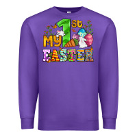 Purple Easter Day My first Easter with eggs and rabbits Premium Sweatshirt - OliviaCreatesArt