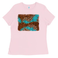 Bubblegum Pink turquoise glitter leopard background Ladies Tee - AdoDesignShop
