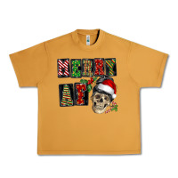 Merry Af Skeleton Messy Bun Urban Heavy Tee | Teevron