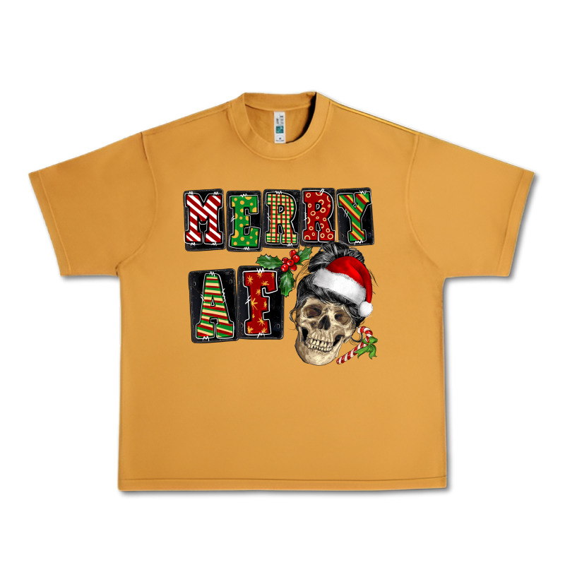 Merry Af Skeleton Messy Bun Urban Heavy Tee by NancyCooperArtShop | Teevron