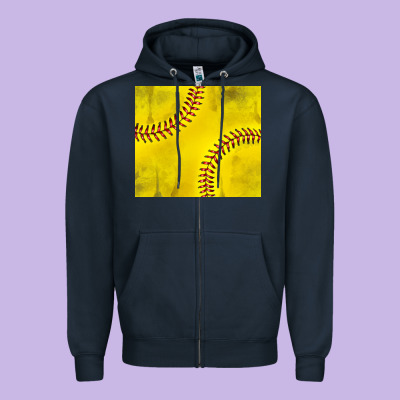 Distressed Softball Pattern Zipper Hoodie Designed By Tumblerdesignbyshophia