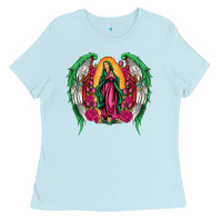 Baby Blue mexican flag wings our lady of guadalupe Ladies Tee - Artiststas