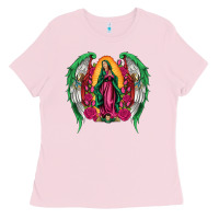 Bubblegum Pink mexican flag wings our lady of guadalupe Ladies Tee - Artiststas