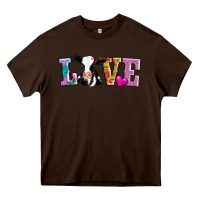 Chocolate Brown love with cow Heavy Core Tee - AdoDesignShop