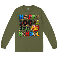 Army Green happy 100 th days of school Long Sleeve Tee - Artiststas