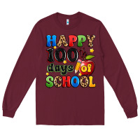 Burgundy happy 100 th days of school Long Sleeve Tee - Artiststas
