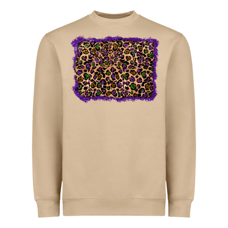 Mardi Gras Leopard Background Heavyweight Sweatshirt by RanaPortraitStore | Teevron