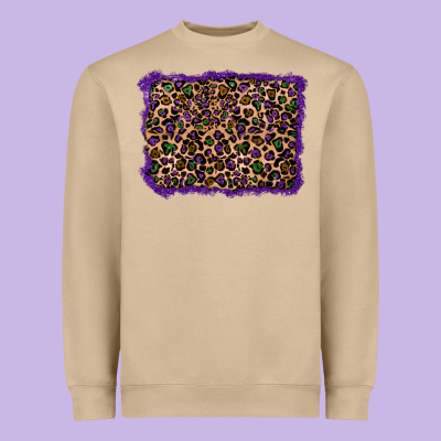 Mardi Gras Leopard Background Heavyweight Sweatshirt Designed By Ranaportraitstore