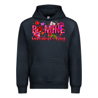 Navy Be Mine Valentines Day Urban Hoodie - CowhideDigitalArt