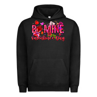Pigment Black Be Mine Valentines Day Urban Hoodie - CowhideDigitalArt