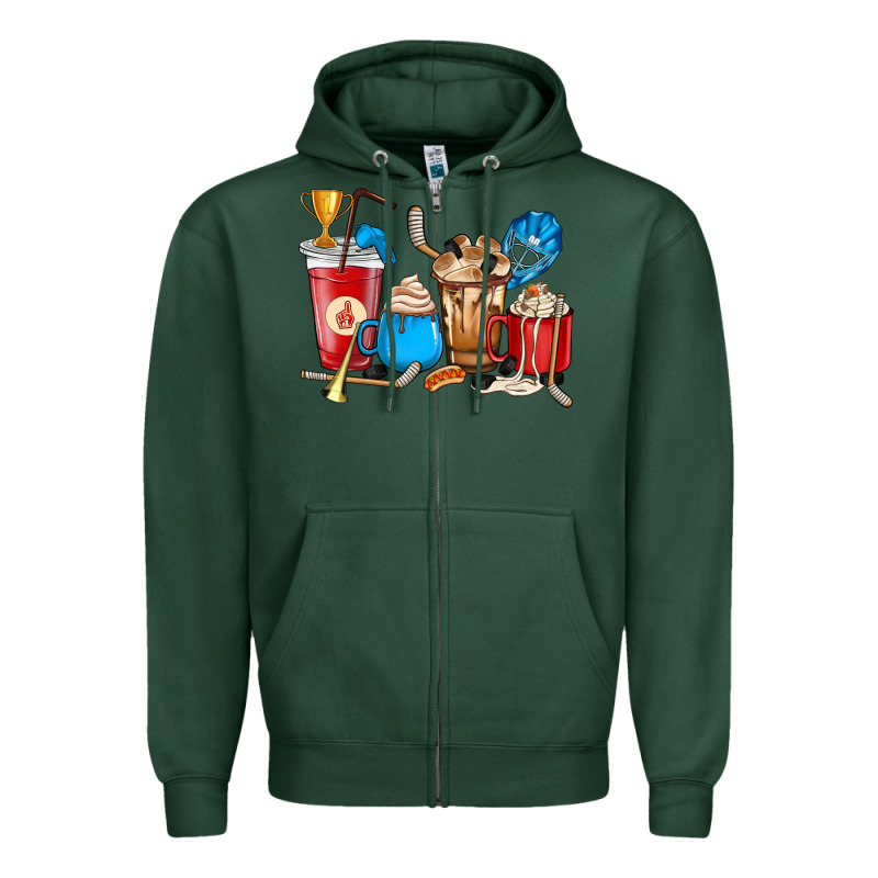 Hockey Coffee Cups Zipper Hoodie by HowdyJamesFarm | Teevron