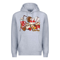 Heather Grey Baseball coffee cups Premium Hoodie - HowdyJamesFarm