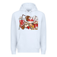 White Baseball coffee cups Premium Hoodie - HowdyJamesFarm
