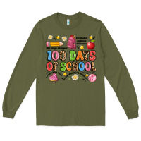 Army Green 100 days of school Long Sleeve Tee - Artiststas