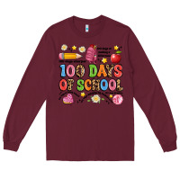 Burgundy 100 days of school Long Sleeve Tee - Artiststas