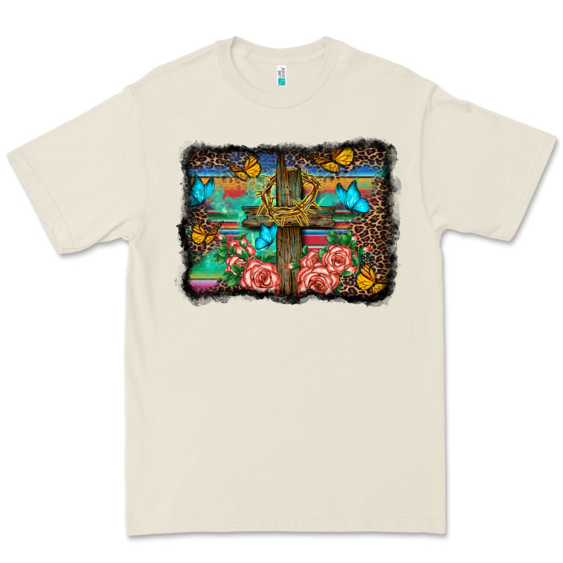 Wooden Cross Background Premium Tee by BarkalooDesign | Teevron