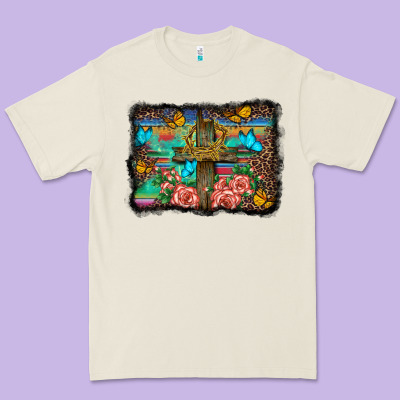 Wooden Cross Background Premium Tee Designed By Barkaloodesign