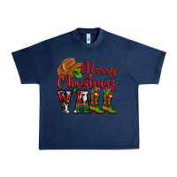 Navy Merry Christmas Y'all Cowboy Urban Heavy Tee - MaliasSmallBusiness