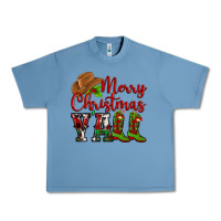 Pebble Blue Merry Christmas Y'all Cowboy Urban Heavy Tee - MaliasSmallBusiness