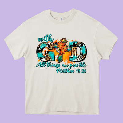 With God All Things Are Possible. Cross Heavy Core Tee Designed By Adodesignshop