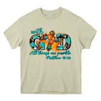 Mossy with god all things are possible. cross Heavy Core Tee - AdoDesignShop