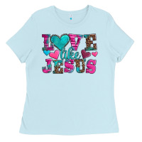 Baby Blue love like jesus valentine's day Ladies Tee - AdoDesignShop