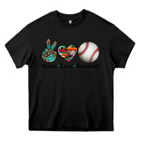Black peace love baseball Heavy Core Tee - Artiststas