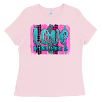 Bubblegum Pink love corinthians 13 valentine's day brushstroke Ladies Tee - AdoDesignShop
