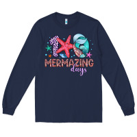 Navy 100 mermazing days Long Sleeve Tee - Artiststas
