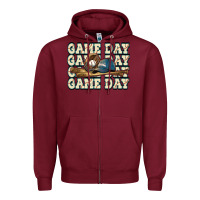 Burgundy game day baseball Zipper Hoodie - HowdyJamesFarm