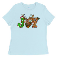 Baby Blue Christmas Joy Reindeer Ladies Tee - RanaPortraitStore