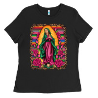 Black our lady of guadalupe serape background Ladies Tee - Artiststas