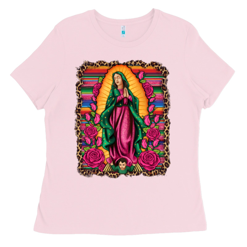 Our Lady Of Guadalupe Serape Background Ladies Tee by Artiststas | Teevron