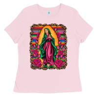 Bubblegum Pink our lady of guadalupe serape background Ladies Tee - Artiststas
