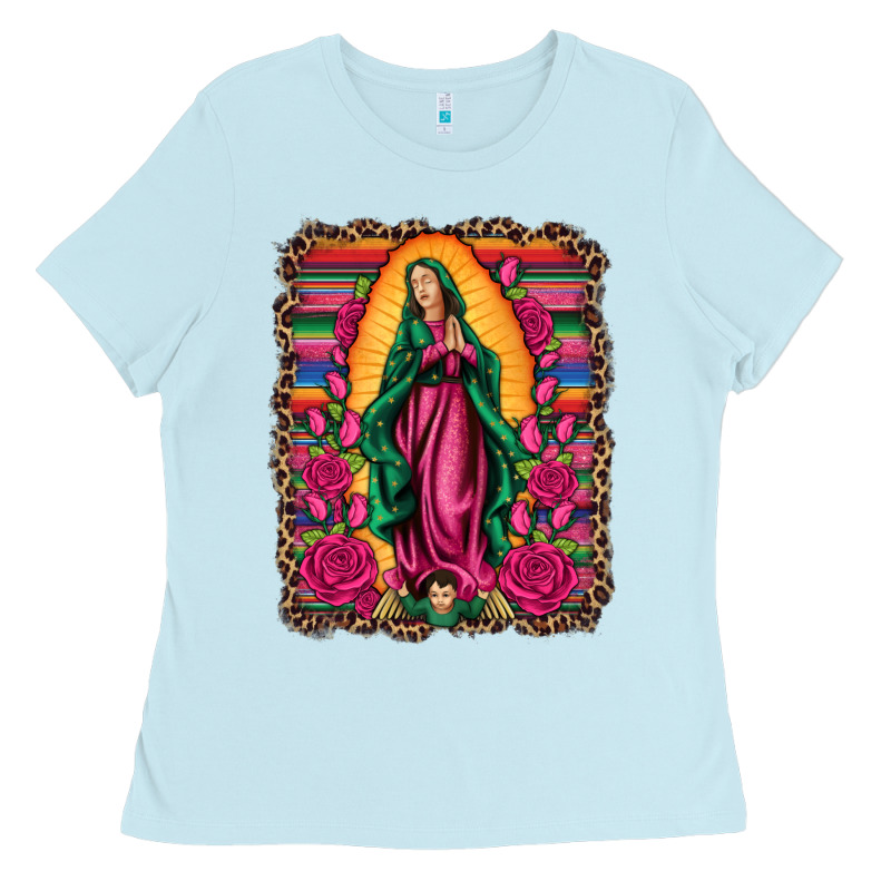 Our Lady Of Guadalupe Serape Background Ladies Tee by Artiststas | Teevron