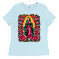 Baby Blue our lady of guadalupe serape background Ladies Tee - Artiststas