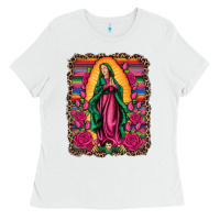 White our lady of guadalupe serape background Ladies Tee - Artiststas