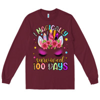 Burgundy i magically survived 100 days Long Sleeve Tee - Artiststas