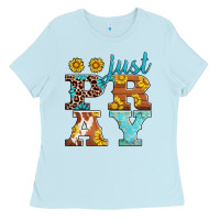 Baby Blue just pray western sunflowers Ladies Tee - AdoDesignShop