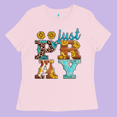 Just Pray Western Sunflowers Ladies Tee Designed By Adodesignshop