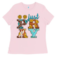 Bubblegum Pink just pray western sunflowers Ladies Tee - AdoDesignShop