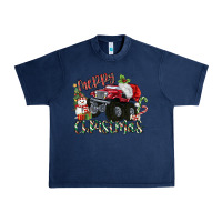 Navy Merry Christmas Monster Truck Urban Heavy Tee - MaliasSmallBusiness