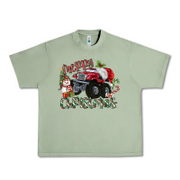 Oil Green Merry Christmas Monster Truck Urban Heavy Tee - MaliasSmallBusiness