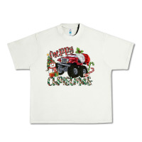 Pistachio Merry Christmas Monster Truck Urban Heavy Tee - MaliasSmallBusiness
